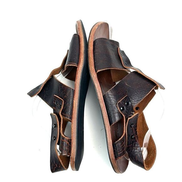 Cydwoq Men’s Leather Slingback Sandals Brown Handmade in New York size 45 US 11 - Picture 7 of 14